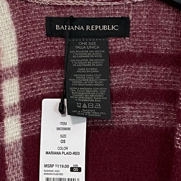 BANANA REPUBLIC - NWT - ONE SIZE MARIANA PLAID-RED WRAP KIMONO BLANKET - Picture 7 of 9